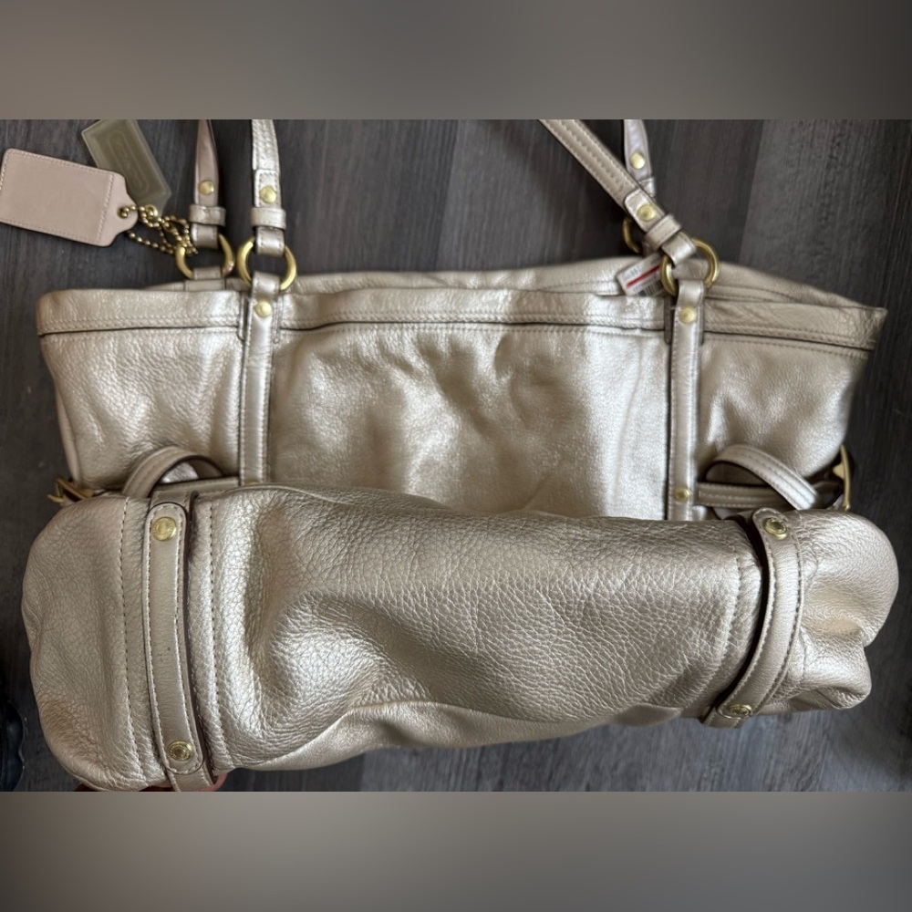 Coach Gold Audrey Leather Andie Cinch Cinched Tote - Picture 3 of 5